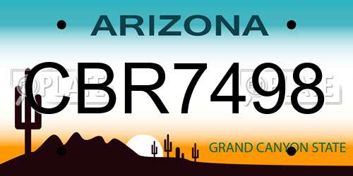CBR7498 Arizona License Plate