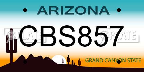 CBS857 Arizona License Plate