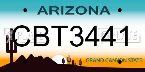 CBT3441 Arizona License Plate
