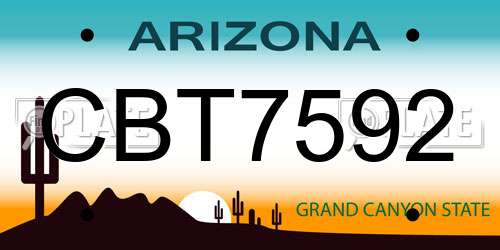 CBT7592 Arizona License Plate