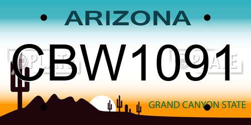 CBW1091 Arizona License Plate