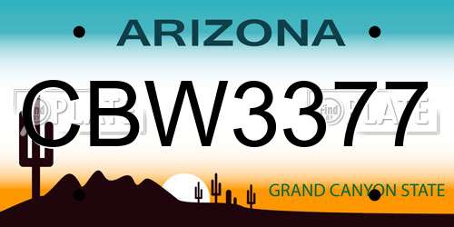 CBW3377 Arizona License Plate