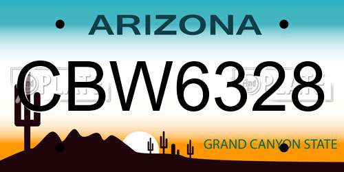 CBW6328 Arizona License Plate
