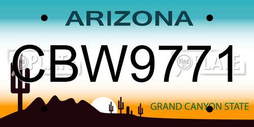 CBW9771 Arizona License Plate