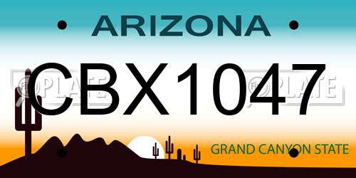 CBX1047 Arizona License Plate