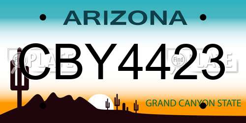CBY4423 Arizona License Plate