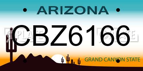 CBZ6166 Arizona License Plate