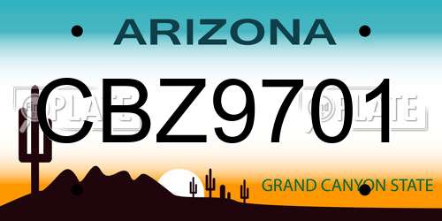 CBZ9701 Arizona License Plate
