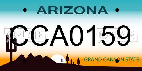 CCA0159 Arizona License Plate