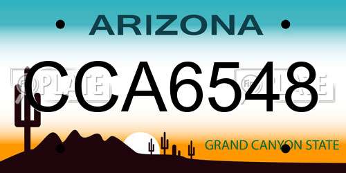 CCA6548 Arizona License Plate