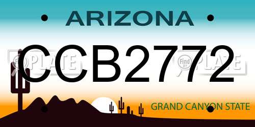 CCB2772 Arizona License Plate