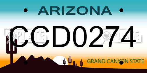 CCD0274 Arizona License Plate