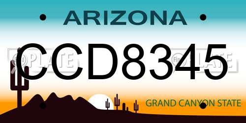 CCD8345 Arizona License Plate