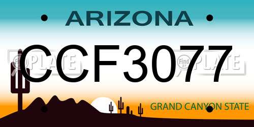 CCF3077 Arizona License Plate