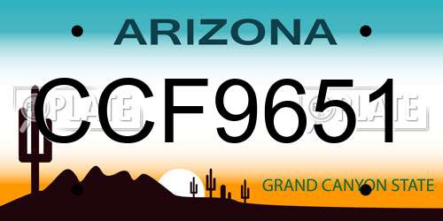 CCF9651 Arizona License Plate