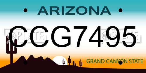 CCG7495 Arizona License Plate
