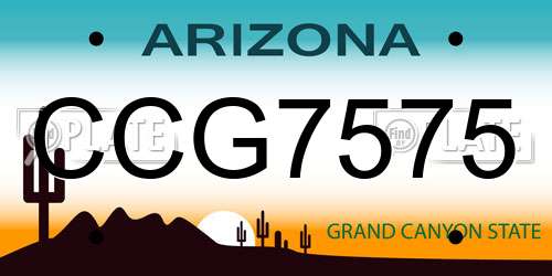 CCG7575 Arizona License Plate