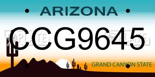 CCG9645 Arizona License Plate