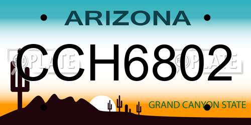 CCH6802 Arizona License Plate