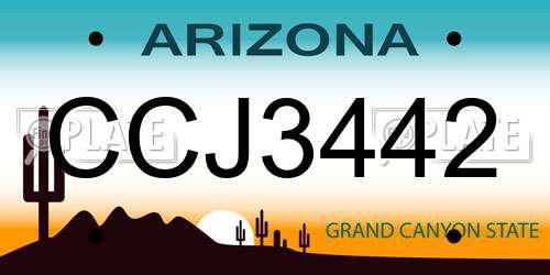 CCJ3442 Arizona License Plate