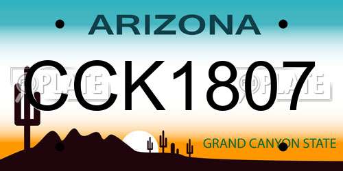 CCK1807 Arizona License Plate