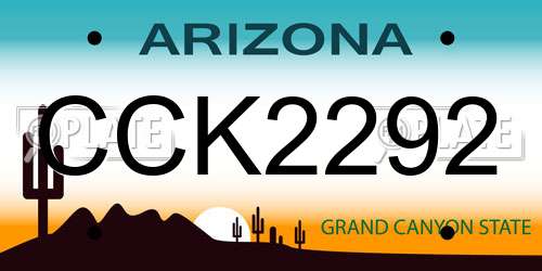 CCK2292 Arizona License Plate