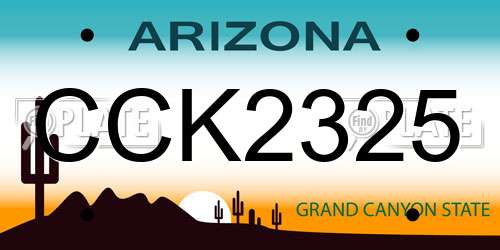 CCK2325 Arizona License Plate