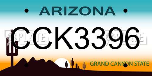 CCK3396 Arizona License Plate