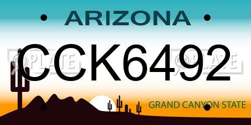 CCK6492 Arizona License Plate