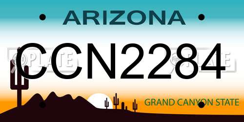 CCN2284 Arizona License Plate