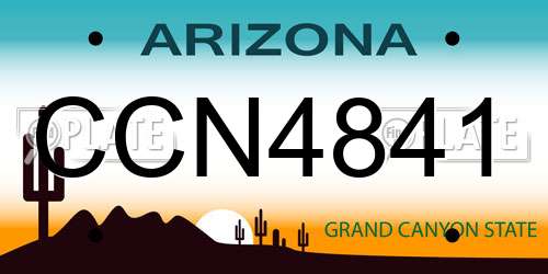 CCN4841 Arizona License Plate