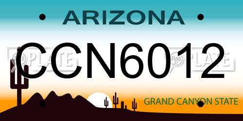 CCN6012 Arizona License Plate