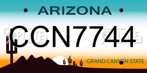 CCN7744 Arizona License Plate