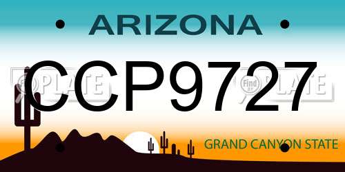 CCP9727 Arizona License Plate