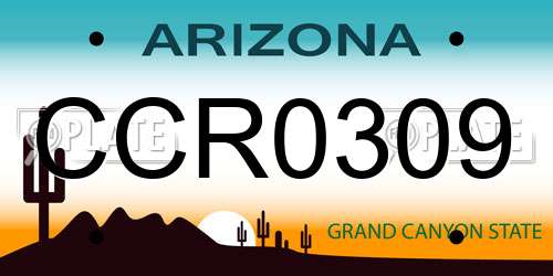 CCR0309 Arizona License Plate