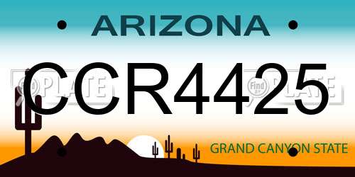 CCR4425 Arizona License Plate