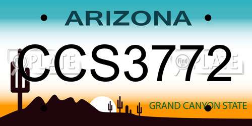 CCS3772 Arizona License Plate
