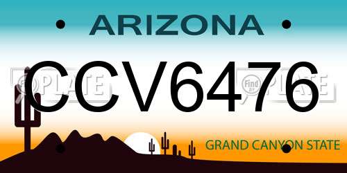 CCV6476 Arizona License Plate