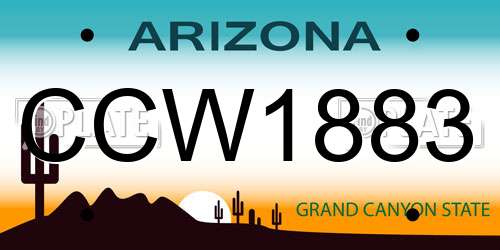CCW1883 Arizona License Plate