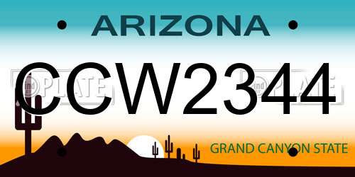 CCW2344 Arizona License Plate