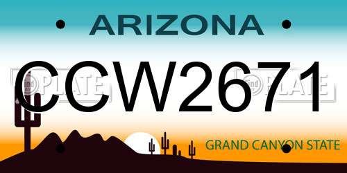 CCW2671 Arizona License Plate