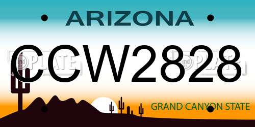 CCW2828 Arizona License Plate