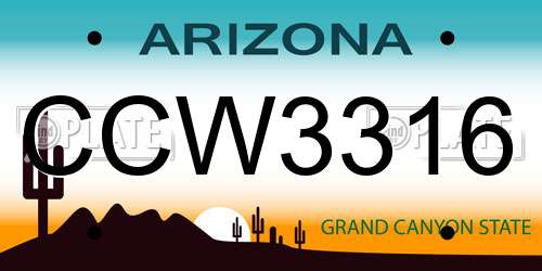 CCW3316 Arizona License Plate