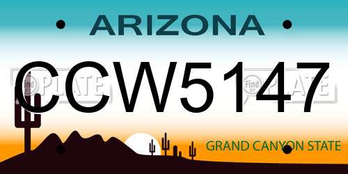 CCW5147 Arizona License Plate