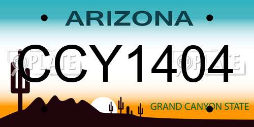 CCY1404 Arizona License Plate