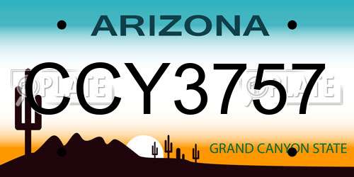 CCY3757 Arizona License Plate