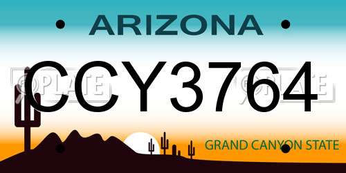 CCY3764 Arizona License Plate