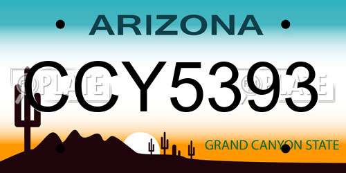 CCY5393 Arizona License Plate