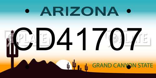 CD41707 Arizona License Plate