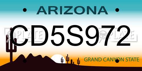 CD5S972 Arizona License Plate